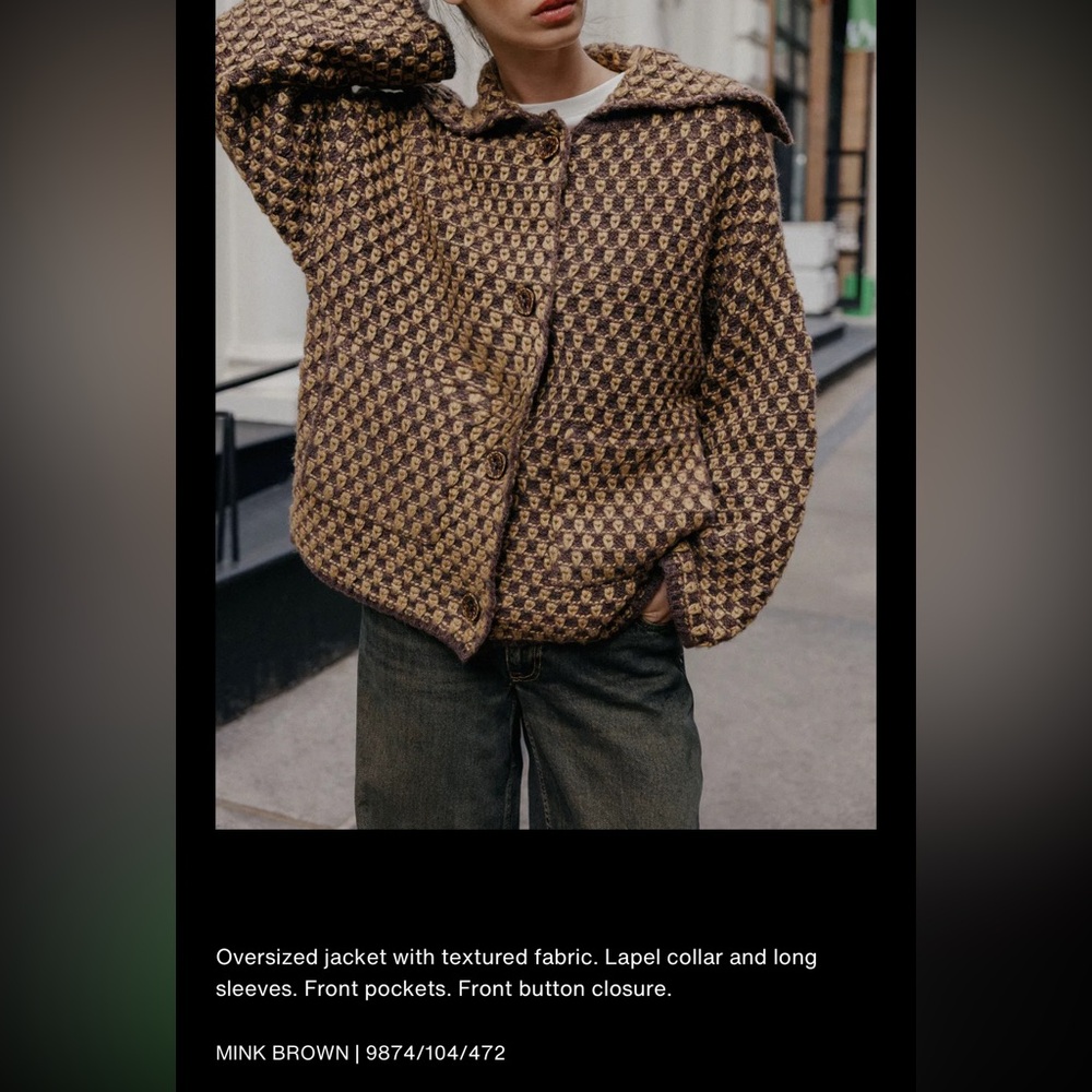 Zara oversized knit coat, mink brown - Picture 12 of 16